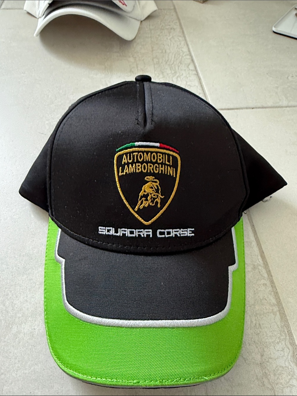 Lamborghini Black and Bright Green Squadra Corse Cap